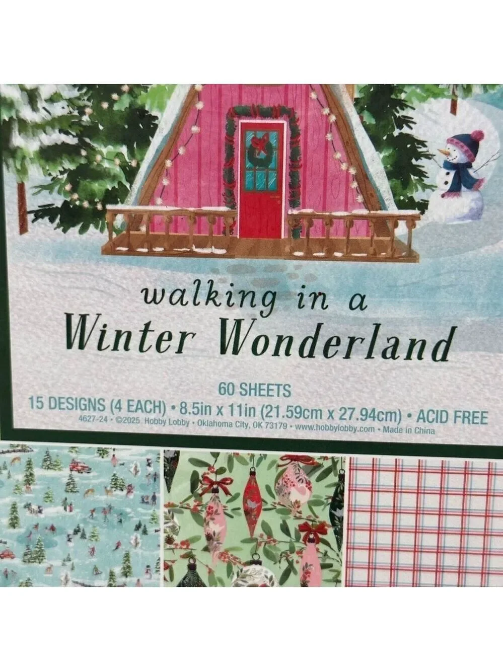Christmas Holiday Wonderland Scrapbook Paper Pad 8.5x11  Craft Supply 60 Sheets